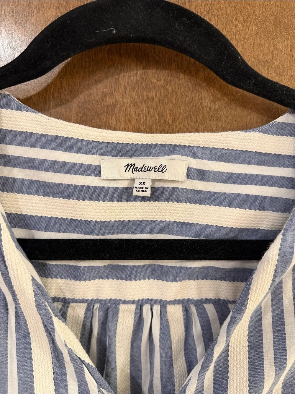 Madewell Blue & White Vertical Stripe Button-Down Blouse